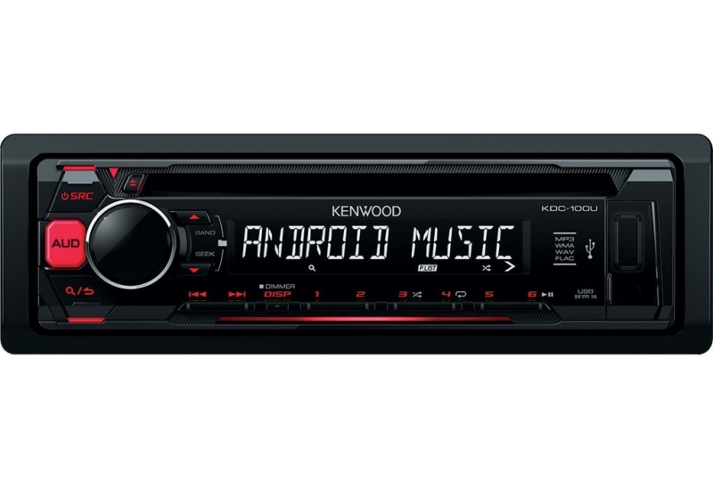 KENWOOD Autoradio Kenwood KDC100UR 4 ingressi AUX nero rosso